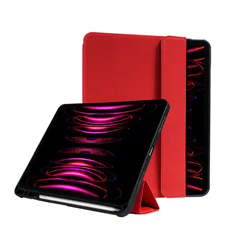 ⁨Crong FlexFolio – Etui iPad Pro 11" (2022-2021) / iPad Air 11” M2 (2024) / iPad Air 10.9” (5-4 gen.) z funkcją Apple Pencil (czerwony)⁩ w sklepie Wasserman.eu