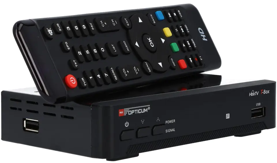 ⁨Tuner DVB-T2 HBBTV T-BOX Opticum HEVC⁩ w sklepie Wasserman.eu