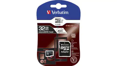 ⁨Karta pamięci VERBATIM MICRO SDHC 32GB CLASS 10 + ADAPTER SD⁩ w sklepie Wasserman.eu