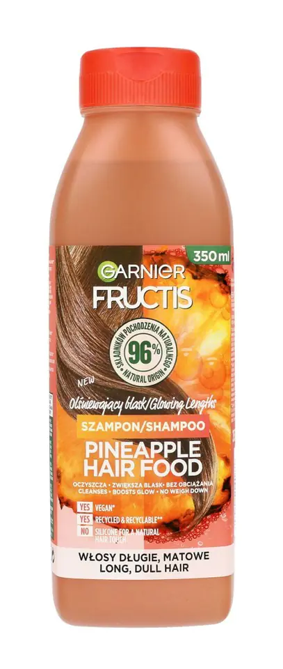 ⁨Fructis Hair Food Dazzling Shine Shampoo for Long & Dull Hair - Pineapple 350ml⁩ at Wasserman.eu
