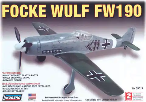 ⁨Model Plastikowy Do Sklejania Lindberg (USA) Samolot FW-190 Focke Wulf⁩ w sklepie Wasserman.eu