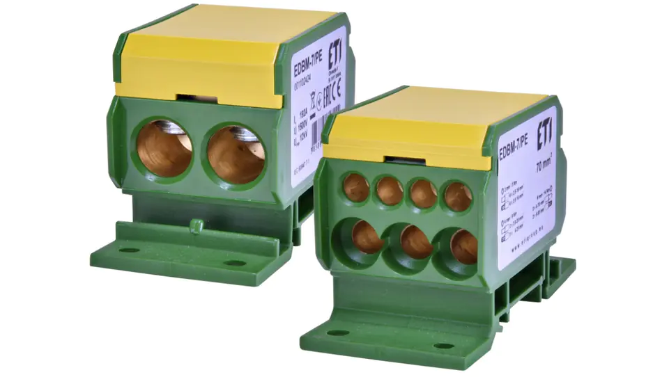 ⁨Distribution block 192A (2x4-70mm2/3x2,5-25mm2+4x2,5-16mm2) yellow-green EDBM-7/PE 001102424⁩ at Wasserman.eu