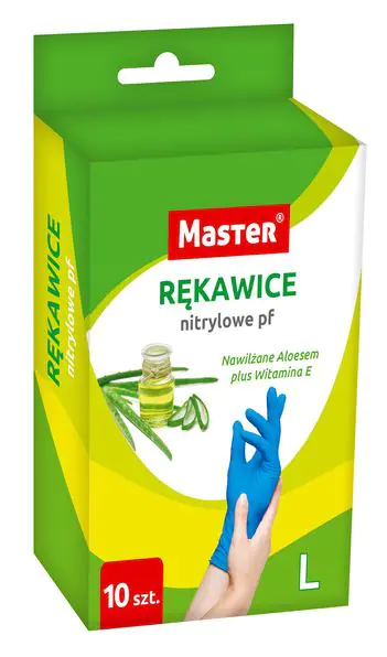 ⁨RĘKAWICE NITRYLOWE MASTER ALOES ROZMIAR L OP. 10 SZT⁩ w sklepie Wasserman.eu