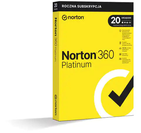 ⁨NORTON 360 PLATINUM 100GB PL 1 USER 20 DEVICE 12MO GENERIC RET DRMKEY FTP⁩ w sklepie Wasserman.eu