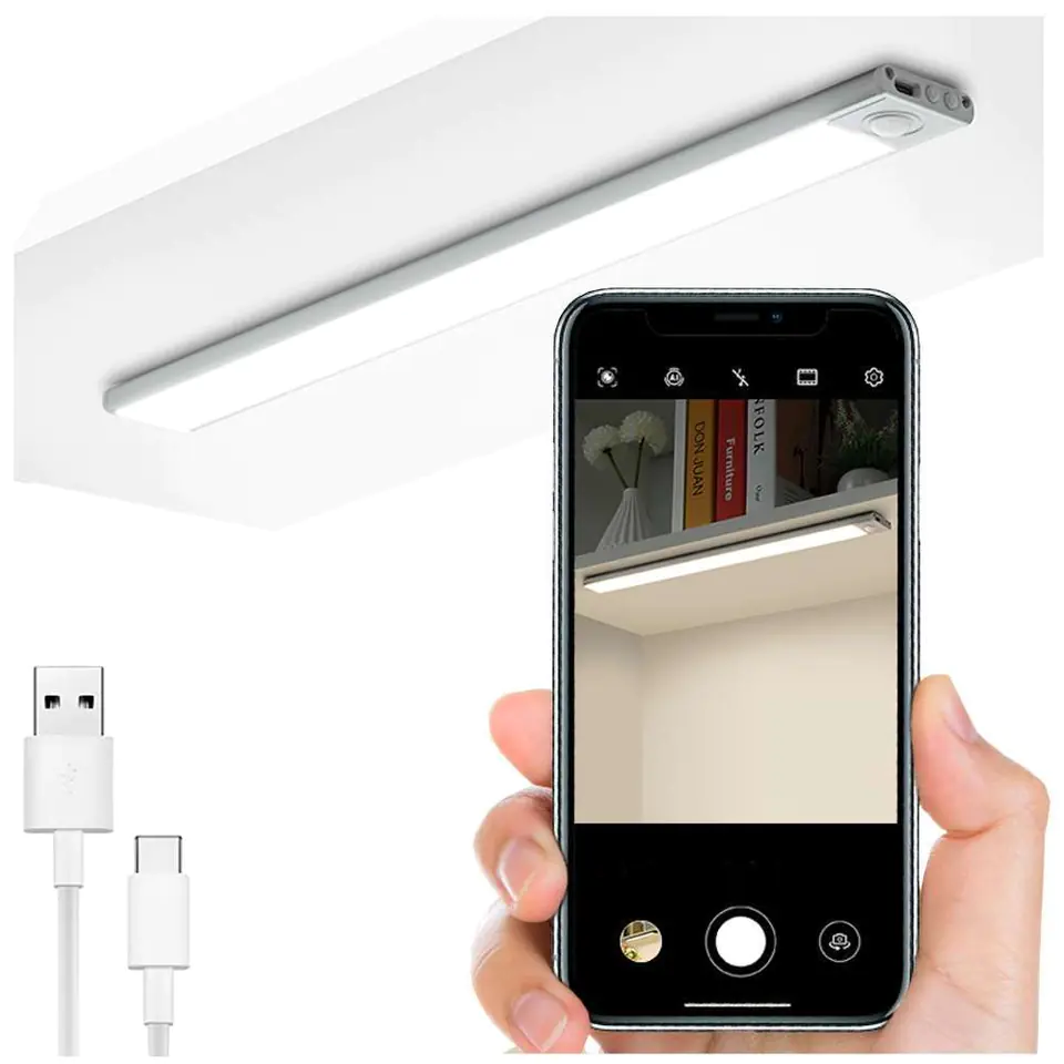 ⁨LED strip lamp Alogy under-cabinet furniture lighting mounted on magnet motion sensor Slim White⁩ at Wasserman.eu