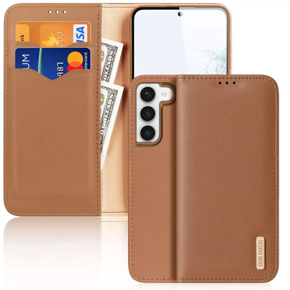 ⁨Dux Ducis Hivo Protective Case for Samsung Galaxy S23 Cover Flip Wallet Stand RFID Lock brown⁩ at Wasserman.eu