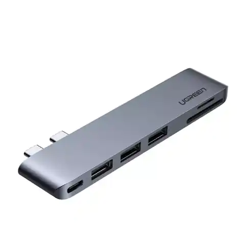 ⁨Wielofukkcyjny HUB UGREEN 2x USB Typ C na 3x USB 3.0 / TF / SD / USB Typ C do MacBook Pro / Air szary (CM251 60560)⁩ w sklepie Wasserman.eu