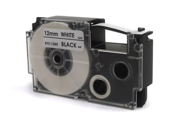 ⁨Casio Compatible JetWorld Tape Black on White 12mm x 8m (PT-12WE1, PT12WE1, XR-12WE1, XR12WE1)⁩ at Wasserman.eu