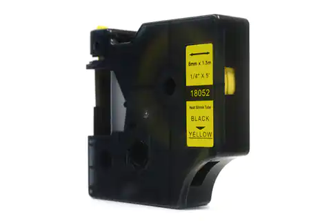 ⁨JetWorld Tape Replacement for Dymo Rhino Black on Yellow (18052) Heat Shrink 6mm x 1.5m⁩ at Wasserman.eu