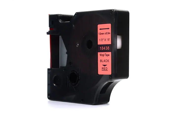 ⁨JetWorld Tape Replacement for Dymo Rhino Black on Red 12mm x 5.5m Vinyl, Vinyl (18438)⁩ at Wasserman.eu