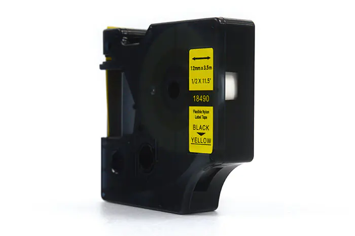 ⁨JetWorld Tape Compatible Dymo Rhino Black on Yellow 12mm x 3.5m Nylon, Nylon (18490) (S0718080)⁩ at Wasserman.eu