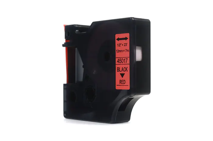 ⁨JetWorld Tape Replacement Dymo D1 Black on Red 12mm x 7m LM100, LM100+, LM200, LM300, LM400, LM420P, LM350, LM350D, LM360D, LM450D, LM260P, LM120P, LM500TS, LM160, LM210D, LM280, LM150, LM220 (45017) (S0720570)⁩ at Wasserman.eu