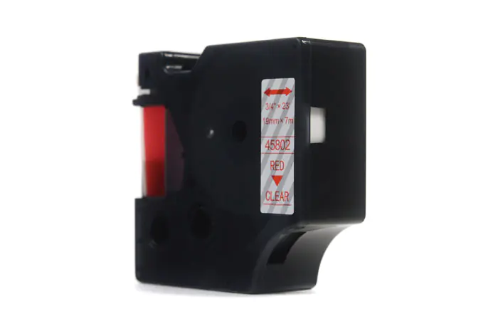 ⁨JetWorld Ribbon Compatible Dymo D1 Red on Transparent, 19mm x 7m (45802) (S0720820)⁩ at Wasserman.eu