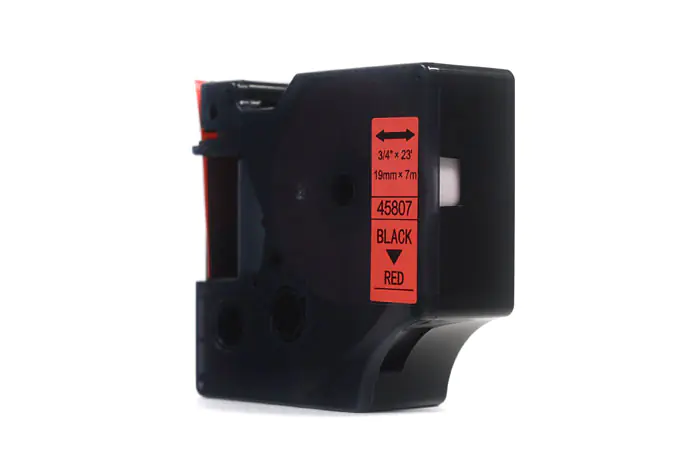 ⁨JetWorld Tape Replacement Dymo D1 Black on Red, 19mm x 7m (45807) (S0720870)⁩ at Wasserman.eu