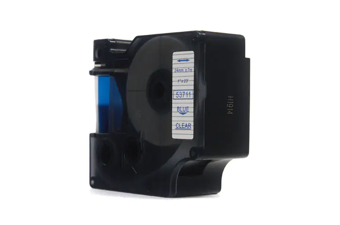 ⁨JetWorld Tape Compatible Dymo D1 Blue on Transparent, 24mm x 7m (53711)⁩ at Wasserman.eu
