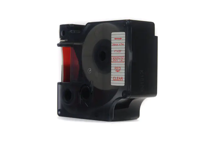 ⁨JetWorld Tape Replacement Dymo D1 Red on Transparent, 24mm x 7m (53712)⁩ at Wasserman.eu