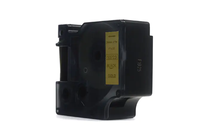 ⁨JetWorld Tape Compatible Dymo D1 Black on Gold, 24mm x 7m (53723)⁩ at Wasserman.eu