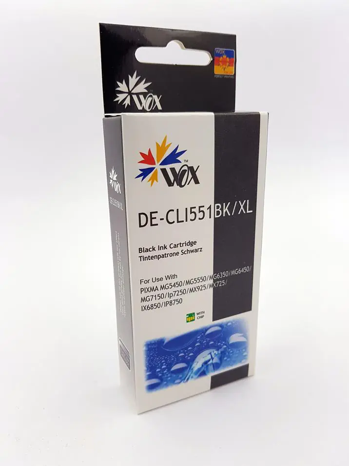 ⁨Tusz Wox Black CANON CLI 551BK zamiennik CLI551BK (6508B001)⁩ w sklepie Wasserman.eu