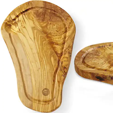 ⁨Deska do serwowania z drewna oliwnego z rowkiem 300 x 210 x 18 mm - Hendi 505199⁩ w sklepie Wasserman.eu