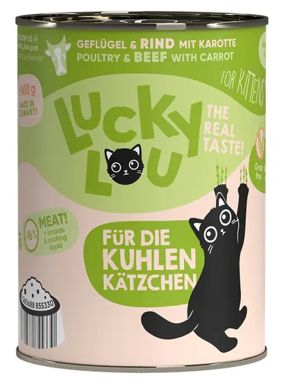 ⁨Lucky Lou Lifestage Kitten Drób i wołowina puszka 400g⁩ w sklepie Wasserman.eu