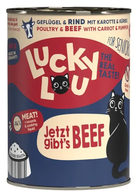 ⁨Lucky Lou Lifestage Senior Drób i wołowina puszka 400g⁩ w sklepie Wasserman.eu