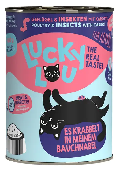 ⁨Lucky Lou Lifestage Adult Drób i owady puszka 400g⁩ w sklepie Wasserman.eu