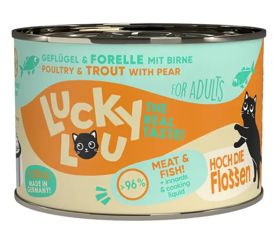 ⁨Lucky Lou Lifestage Adult Drób i pstrąg puszka 200g⁩ w sklepie Wasserman.eu