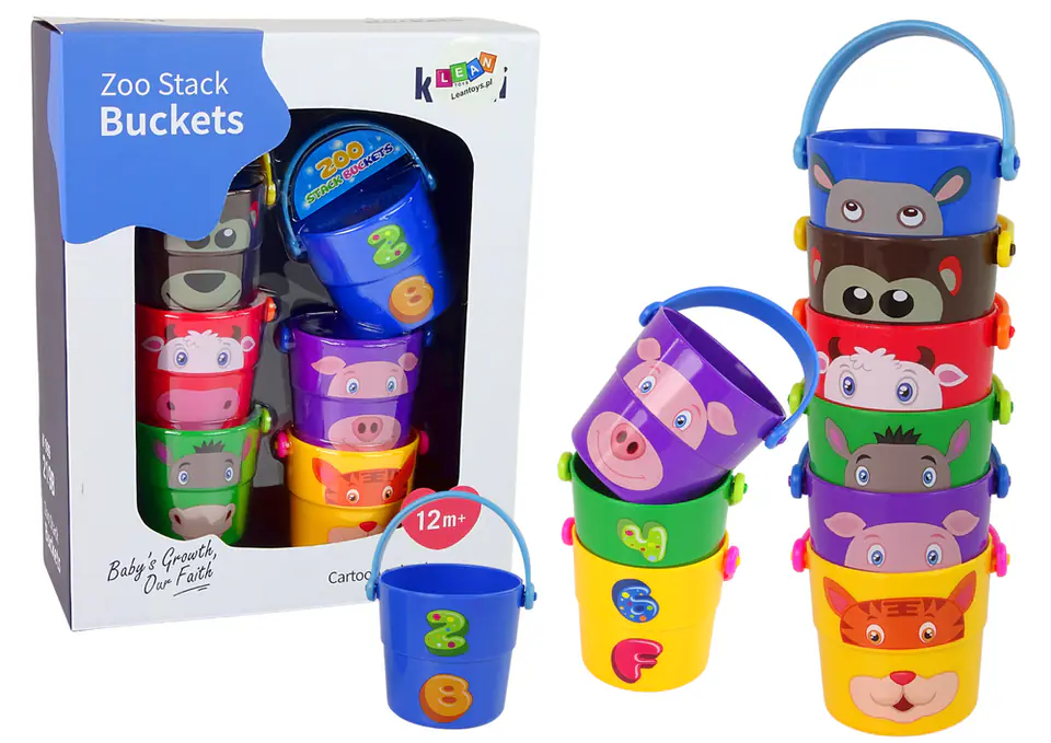 ⁨Set of Colorful Buckets with Animals Pyramid⁩ at Wasserman.eu