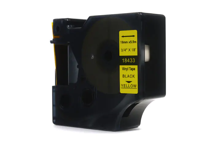 ⁨JetWorld Tape Replacement for Dymo Rhino Black on Yellow 19mm x 5.5m Vinyl, Vinyl (18433) (S0718470)⁩ at Wasserman.eu