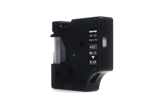 ⁨JetWorld Tape Replacement Dymo D1 White on Black 9mm x 7m LM100, LM100Plus, LM100Series, LM120P, LM280, LM300, LM350, LM350D, LM350Series, LM360D, LM400, LM420P, LM450, LM450D, LM450Series, LM500TS, LMPC, LMPC2 (40921)⁩ at Wasserman.eu