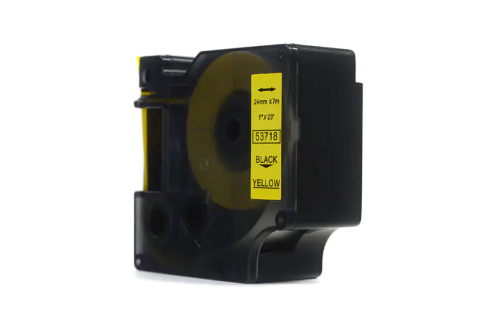 ⁨JetWorld Tape Replacement Dymo D1 Black on Yellow, 24mm x 7m (53718)⁩ at Wasserman.eu