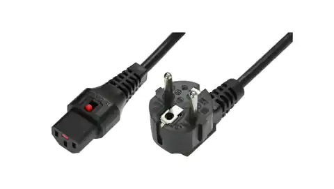 ⁨Kabel połączeniowy zasilający z blokadą IEC LOCK Schuko kątowy/C13 prosty M/Ż 3m czarny IEC-EL234S⁩ w sklepie Wasserman.eu
