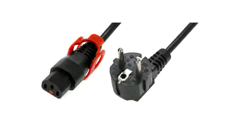 ⁨Kabel połączeniowy zasilający z blokadą IEC LOCK+ Schuko kątowy/C13 prosty M/Ż 2m czarny IEC-EL332S⁩ w sklepie Wasserman.eu