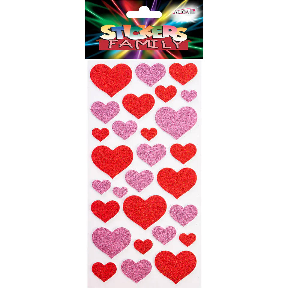 ⁨Naklejki piankowe z brokatem SERCA 10x20cm NNK-5526 ALIGA⁩ w sklepie Wasserman.eu