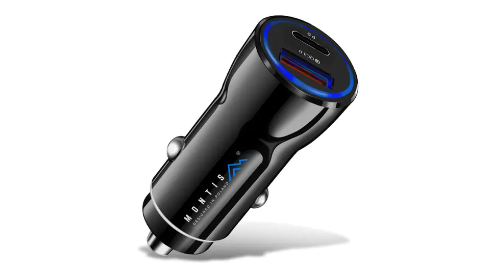 ⁨Ładowarka samochodowa USB 3.0 QC + USB-C PD MT010 Montis 6477111 MT010⁩ w sklepie Wasserman.eu