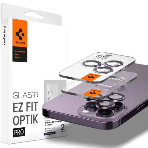 ⁨Osłona Aparatu IPHONE 14 PRO / 14 PRO MAX Spigen Optik. TR ”EZ FIT” Camera Protector 2-pack fioletowe⁩ w sklepie Wasserman.eu