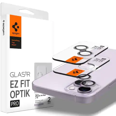 ⁨Osłona Aparatu IPHONE 14 / 14 PLUS Spigen Optik. TR ”EZ FIT” Camera Protector 2-pack fioletowe⁩ w sklepie Wasserman.eu