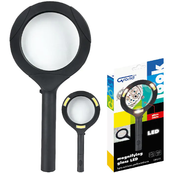 ⁨Lupa szklana z podświetleniem LED - szkło powiększające 85mm GR-L01 120-1961 GRAND⁩ w sklepie Wasserman.eu