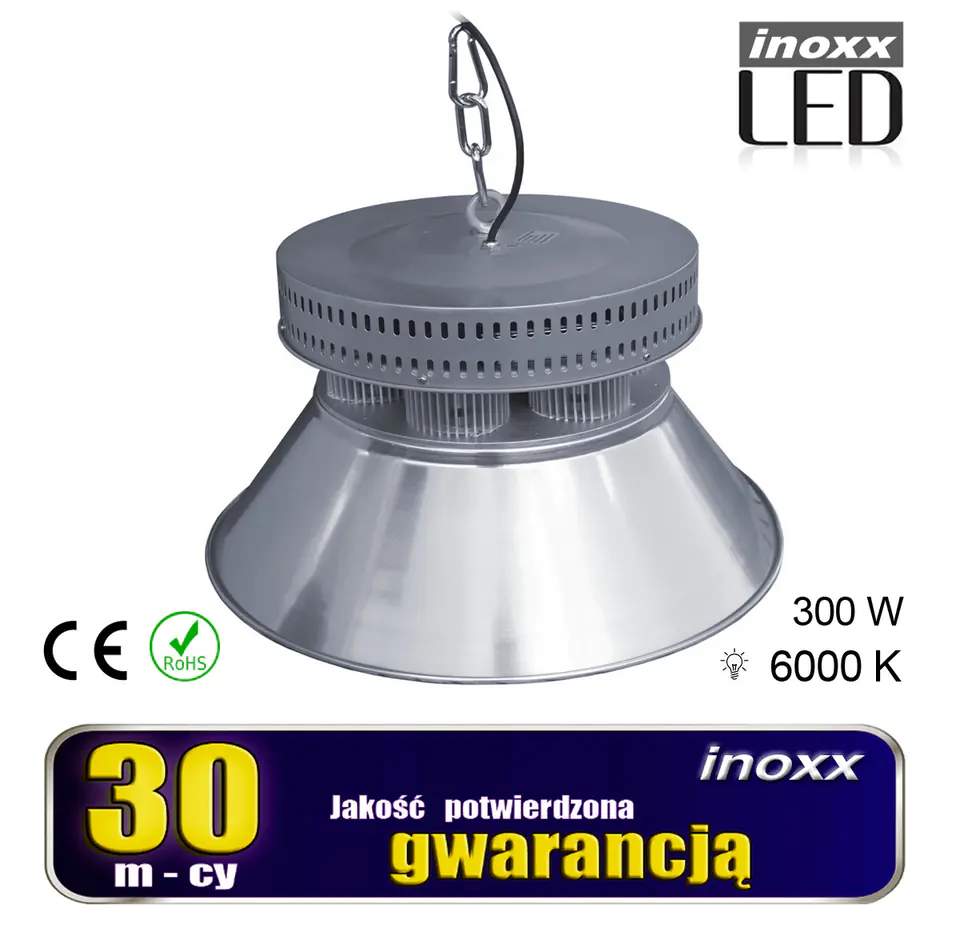 ⁨LED INDUSTRIAL LAMP 300W HIGH BAY COB 27 000LM 6000K COLD⁩ at Wasserman.eu