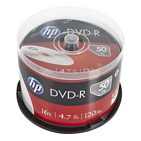 ⁨HP DVD-R, DME00025-3, 69316, 4.7GB, 16x, spindle, 50-pack, non-printable, 12cm, archiving⁩ at Wasserman.eu