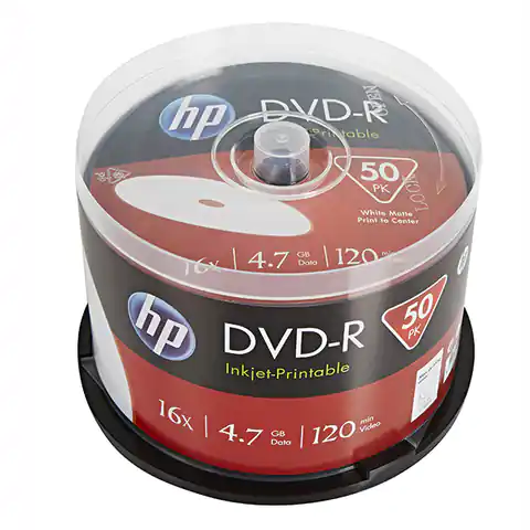 ⁨HP DVD-R, Printable, DME00025WIP-3, 4.7GB, 16x, spindle, 50-pack, 12cm, do archiwizacji danych⁩ w sklepie Wasserman.eu