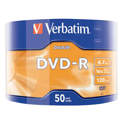 ⁨Verbatim DVD-R, Matt Silver, 43791, 4.7GB, 16x, wrap, 50-pack, bez możliwości nadruku, 12cm, do archiwizacji danych⁩ w sklepie Wasserman.eu