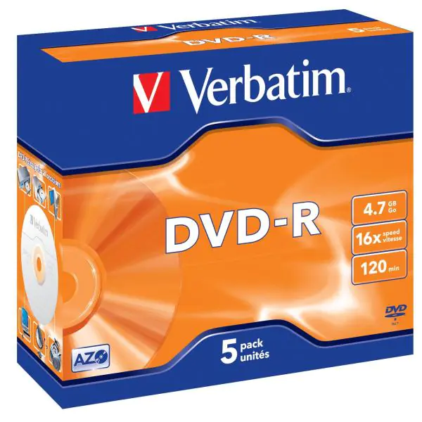 ⁨DVD-R VERBATIM 4.7 GB 16x Jewel Case 5 pcs⁩ at Wasserman.eu