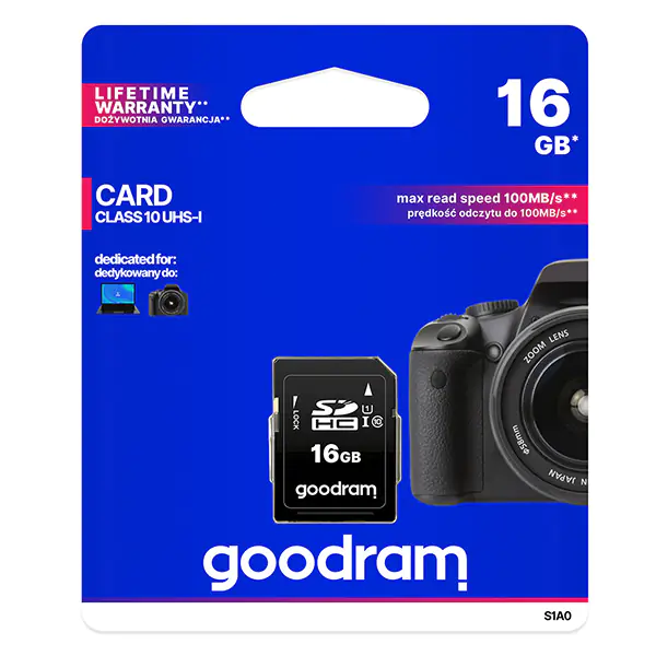 ⁨Goodram Karta pamięci Secure Digital Card, 16GB, SDHC, S1A0-0160R12, UHS-I U1 (Class 10)⁩ w sklepie Wasserman.eu