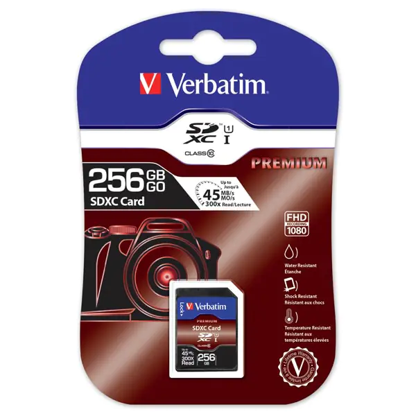 ⁨Verbatim Karta pamięci Secure Digital Card Premium U1, 256GB, SDXC, 44026, UHS-I U1 (Class 10)⁩ w sklepie Wasserman.eu