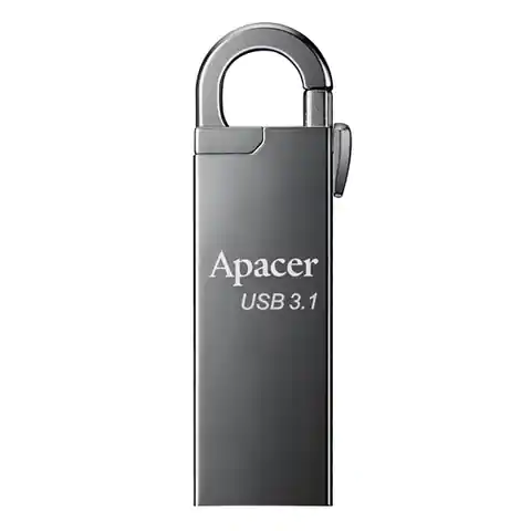 ⁨Apacer USB flash disk, USB 3.0, 16GB, AH15A, srebrny, AP16GAH15AA-1, USB A, z karabinkiem⁩ w sklepie Wasserman.eu
