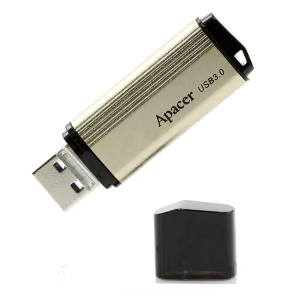 ⁨Apacer USB flash disk, USB 3.0, 32GB, AH353, gold, AP32GAH353C-1, USB A, with cover⁩ at Wasserman.eu