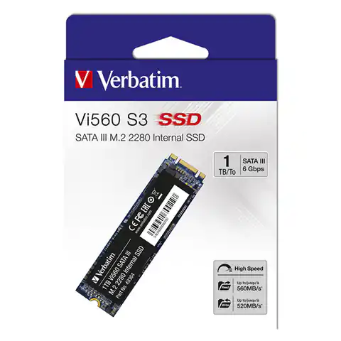 ⁨Dysk SSD wewnętrzny Verbatim wewnętrzny M.2 SATA III, 1000GB, 1TB, Vi560, 49364, 560 MB/s-R, 520 MB/s-W⁩ w sklepie Wasserman.eu