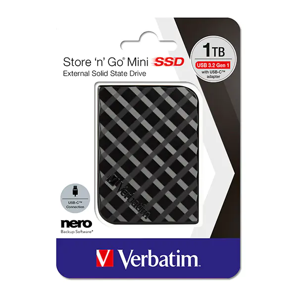 ⁨Verbatim SSD 2.5", USB 3.2 Gen 1, 1000GB, GB, 1TB, Store N Go Mini, 53237, USB-A/Micro-B, with USB-A to USB-C(TM) Adaptor⁩ at Wasserman.eu