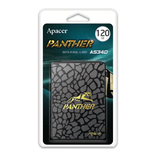 ⁨Dysk SSD wewnętrzny Apacer 2.5", wewnętrzny SATA III, 120GB, AS340, AP120GAS340G-1, 550 MB/s-R, 500 MB/s-W,Panther⁩ w sklepie Wasserman.eu